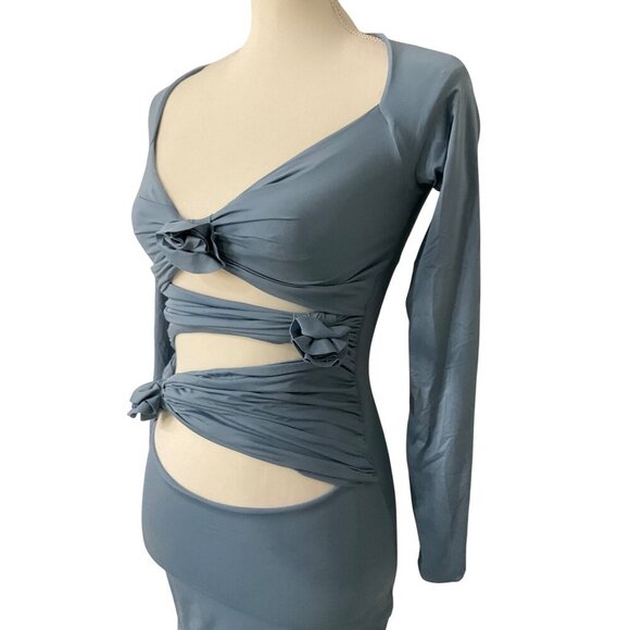 Maygel Coronel Lorena Dress in Steel Blue One Size Fits Most Womens Stretch Mini - Picture 5 of 11